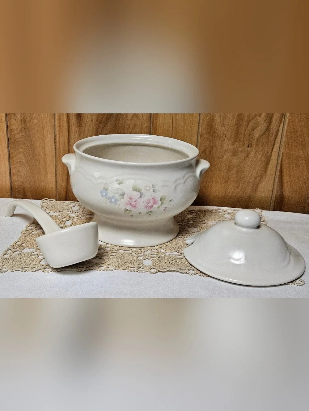 Large PFALTZGRAFF Tea Rose Double Handled Soup TUREEN BOWL w/Lid & Ladle 3.5QT